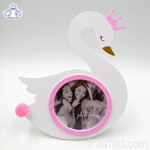 Cadre photo en bois en forme de princesse cygne pour enfants